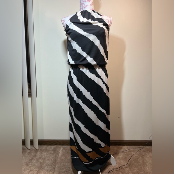 Kenneth Cole ZEBRA Black White Wide Stripe Maxi Dress size XXS FALL 2024 style - Picture 4 of 8
